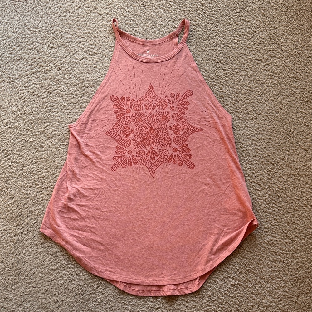 American Eagle Outfitters Coral Tank Top with Pattern